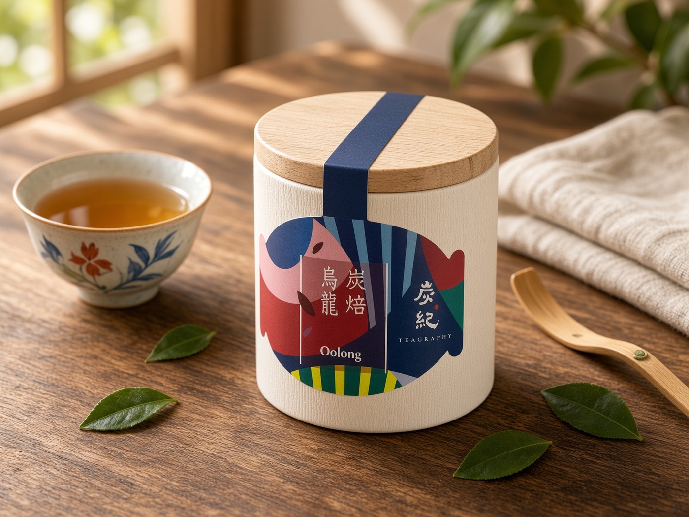 Teagraphy Taiwanese oolong ball-rolled tea leaves in a warm cup