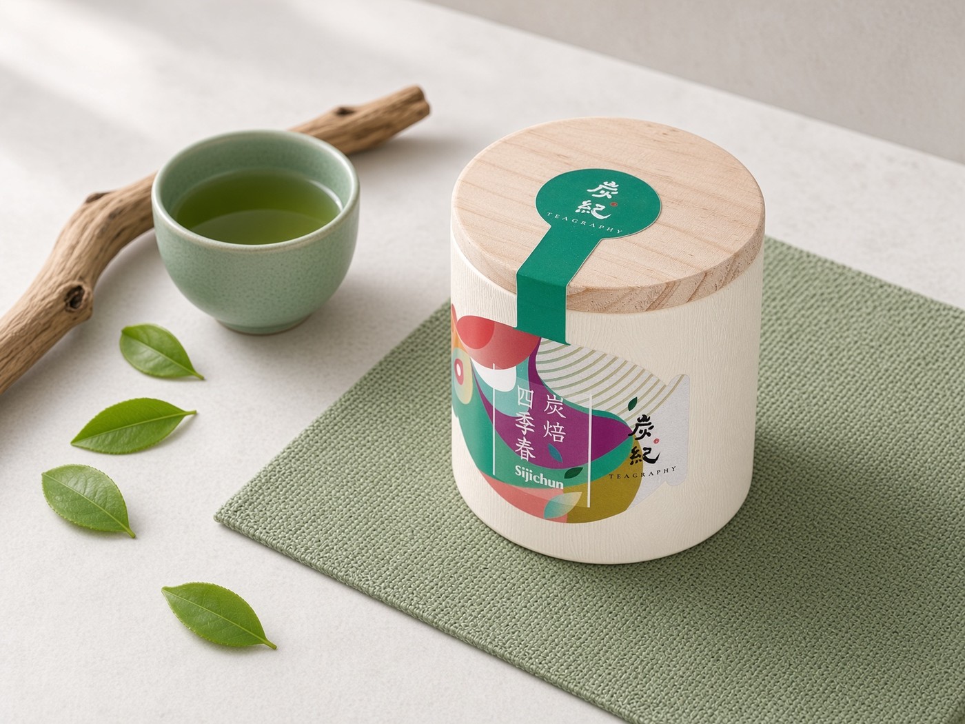 四季春茶の茶缶と淹れた茶
