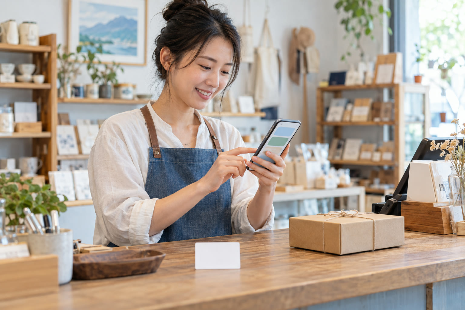 小店經營者用手機整理 LINE 會員綁定與熟客聯絡流程