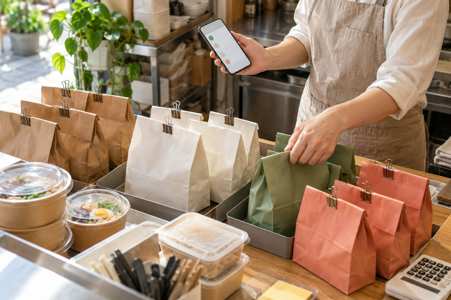 小店老闆用手機區分 LINE 團購的未收款與未取貨訂單