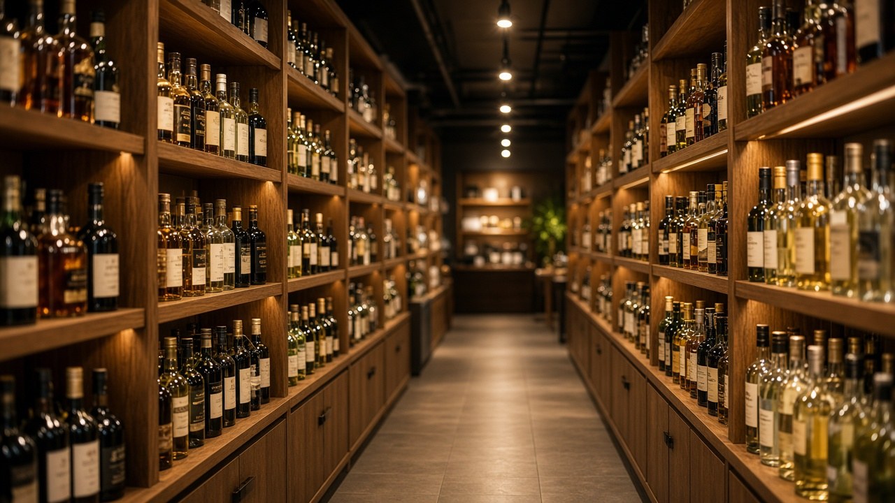 瓶與空酒杯靜物示意