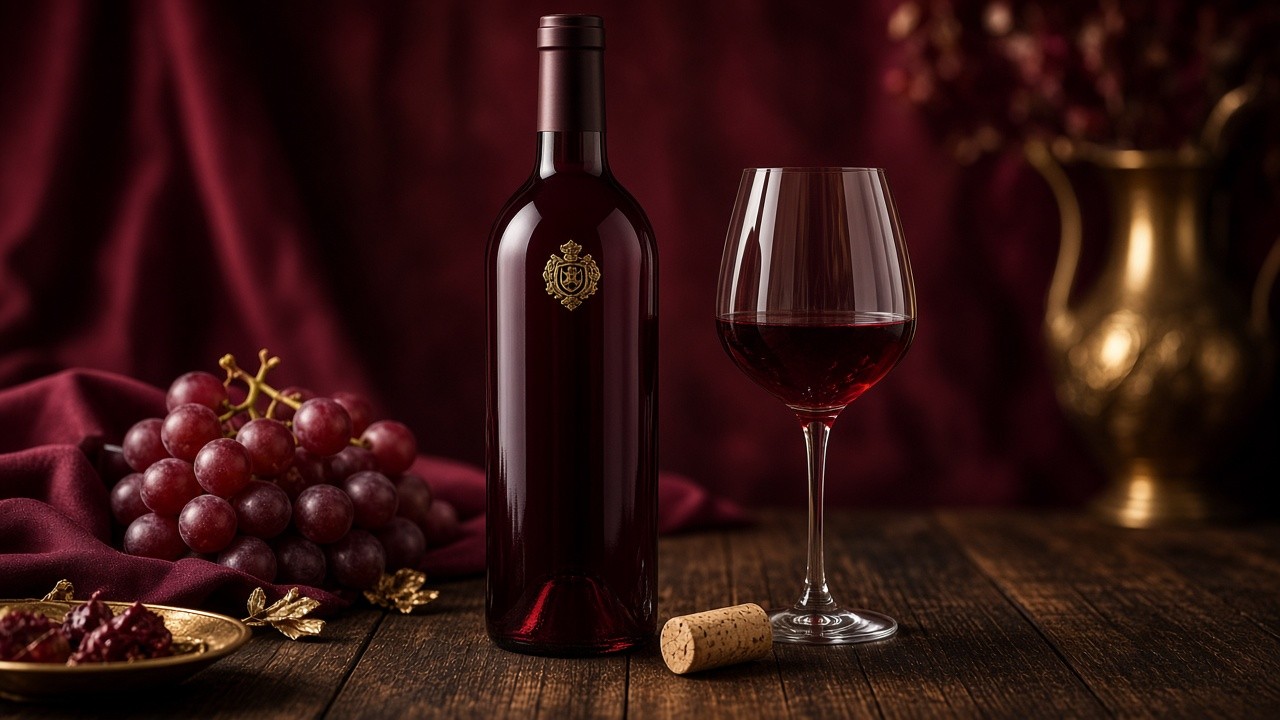 紅酒入門杯與酒瓶示意