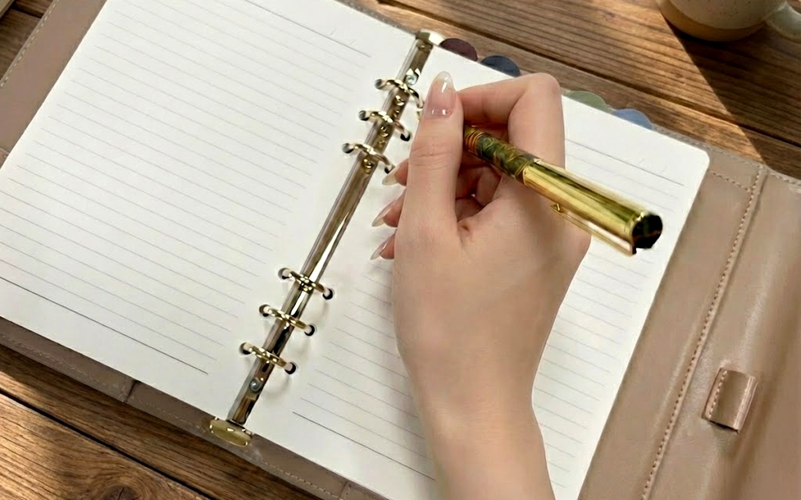 Open EGOSUNNY Croco planner with weekly layout and morning coffee