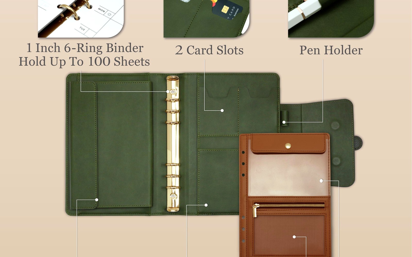 EGOSUNNY Luna planner open with inserts ready for daily planning