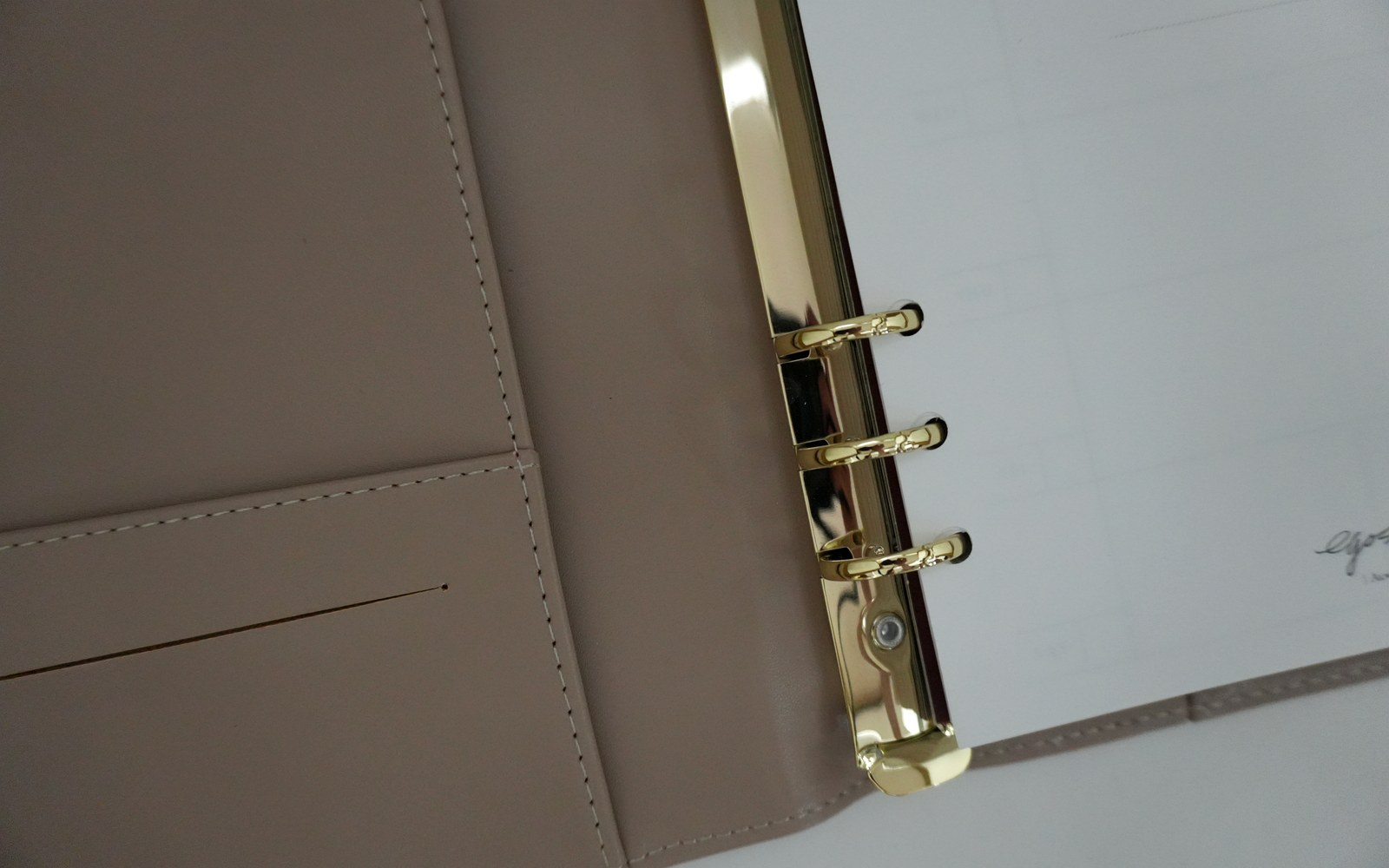Open EGOSUNNY Terence planner showing inner pockets and rings