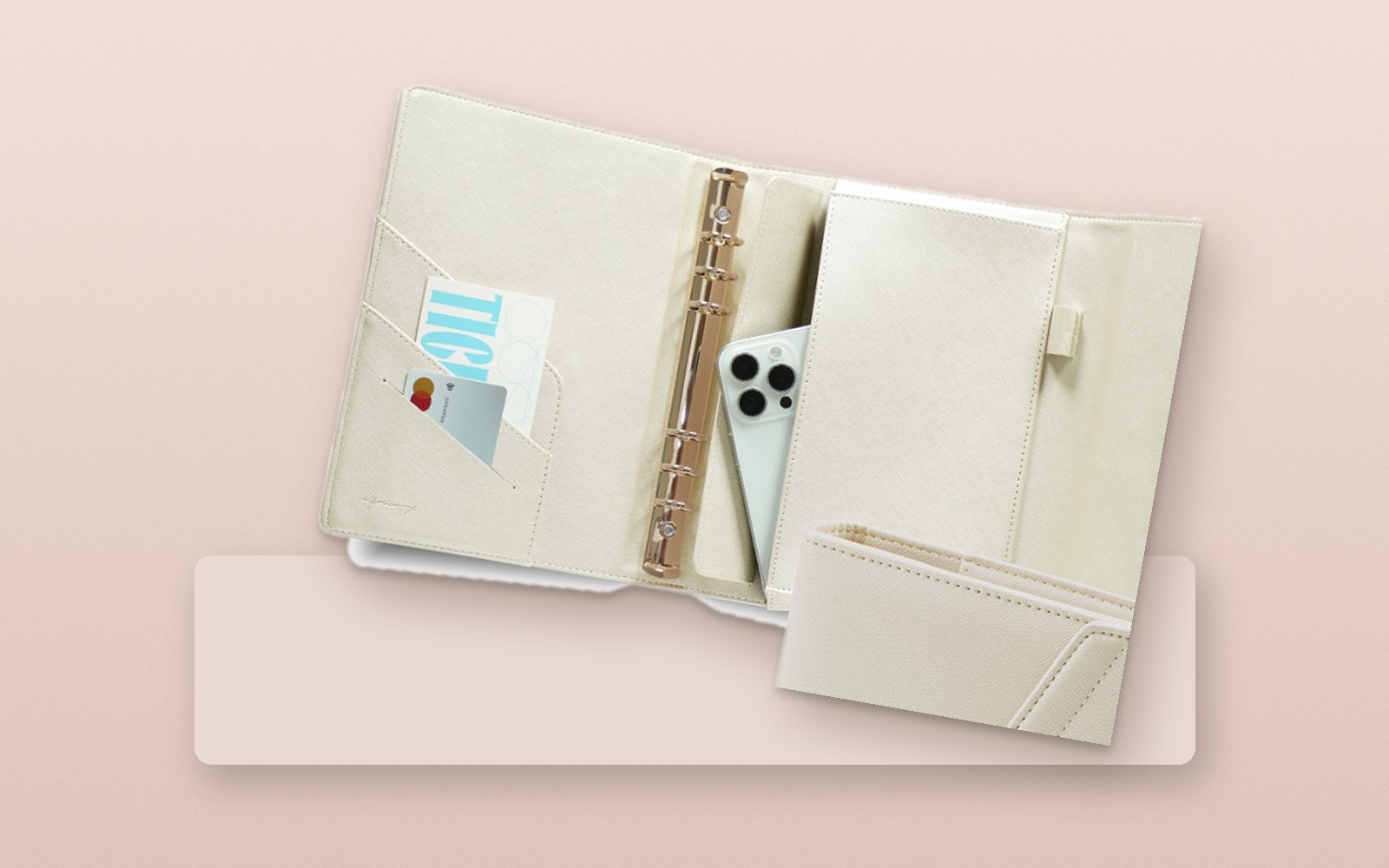 Open cream EGOSUNNY L’Éclair planner with pockets