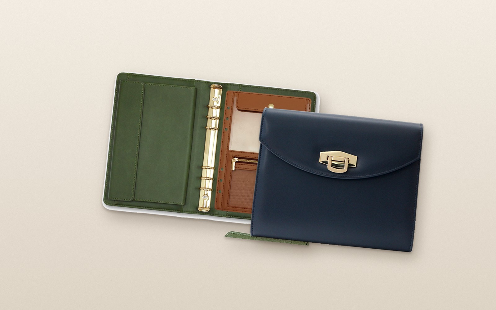 Open green EGOSUNNY Belt planner beside a navy EGOSUNNY Terence