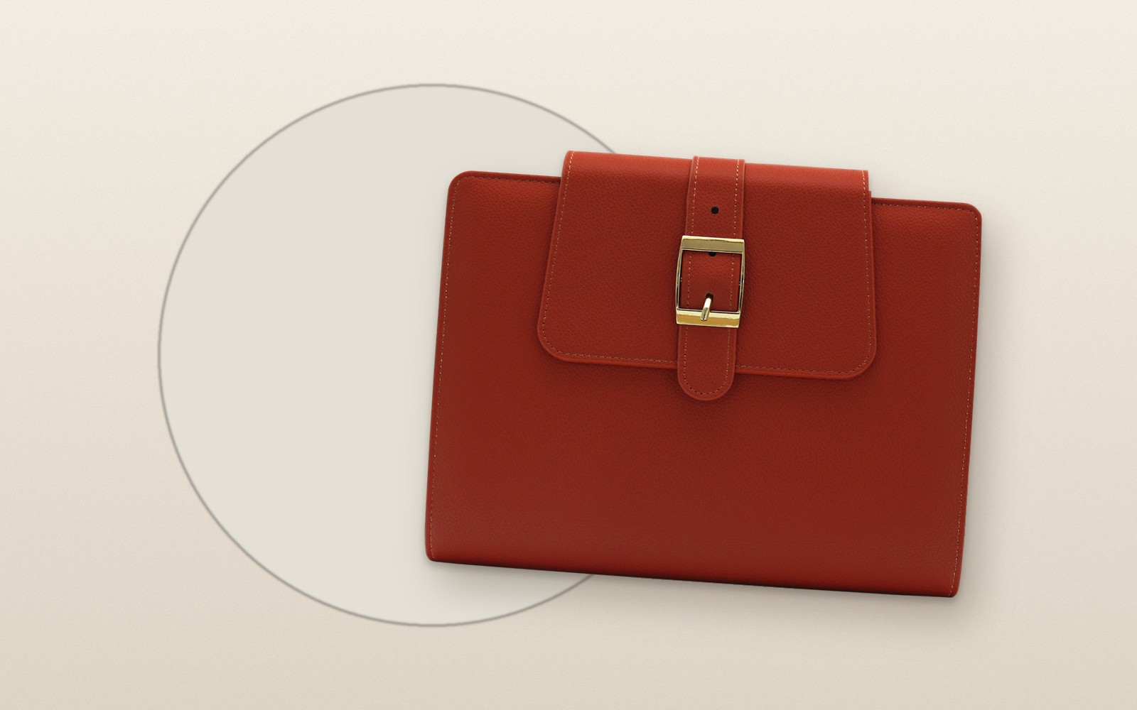 Red EGOSUNNY Belt planner against a soft circle backdrop