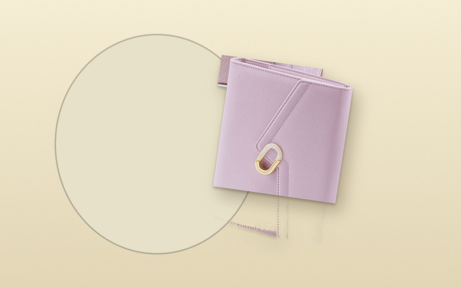 Lilac EGOSUNNY L’Éclair planner on a soft yellow circle background