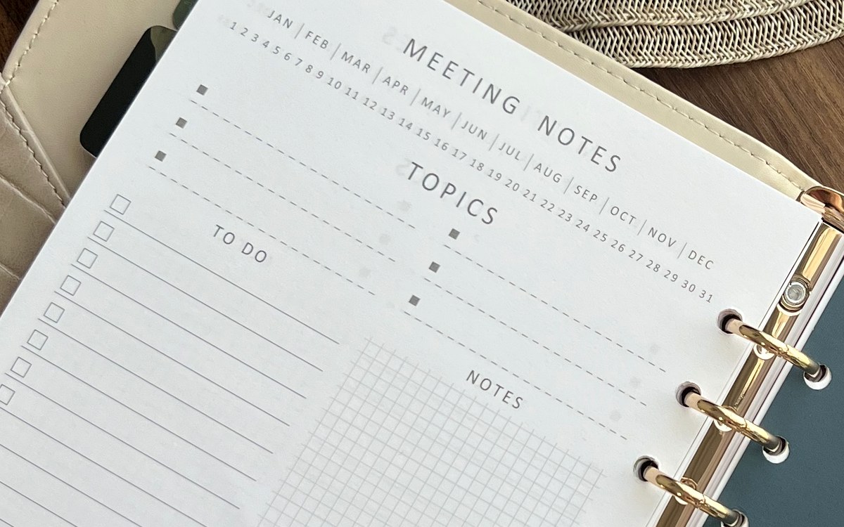 Planning page with notes and gold rings