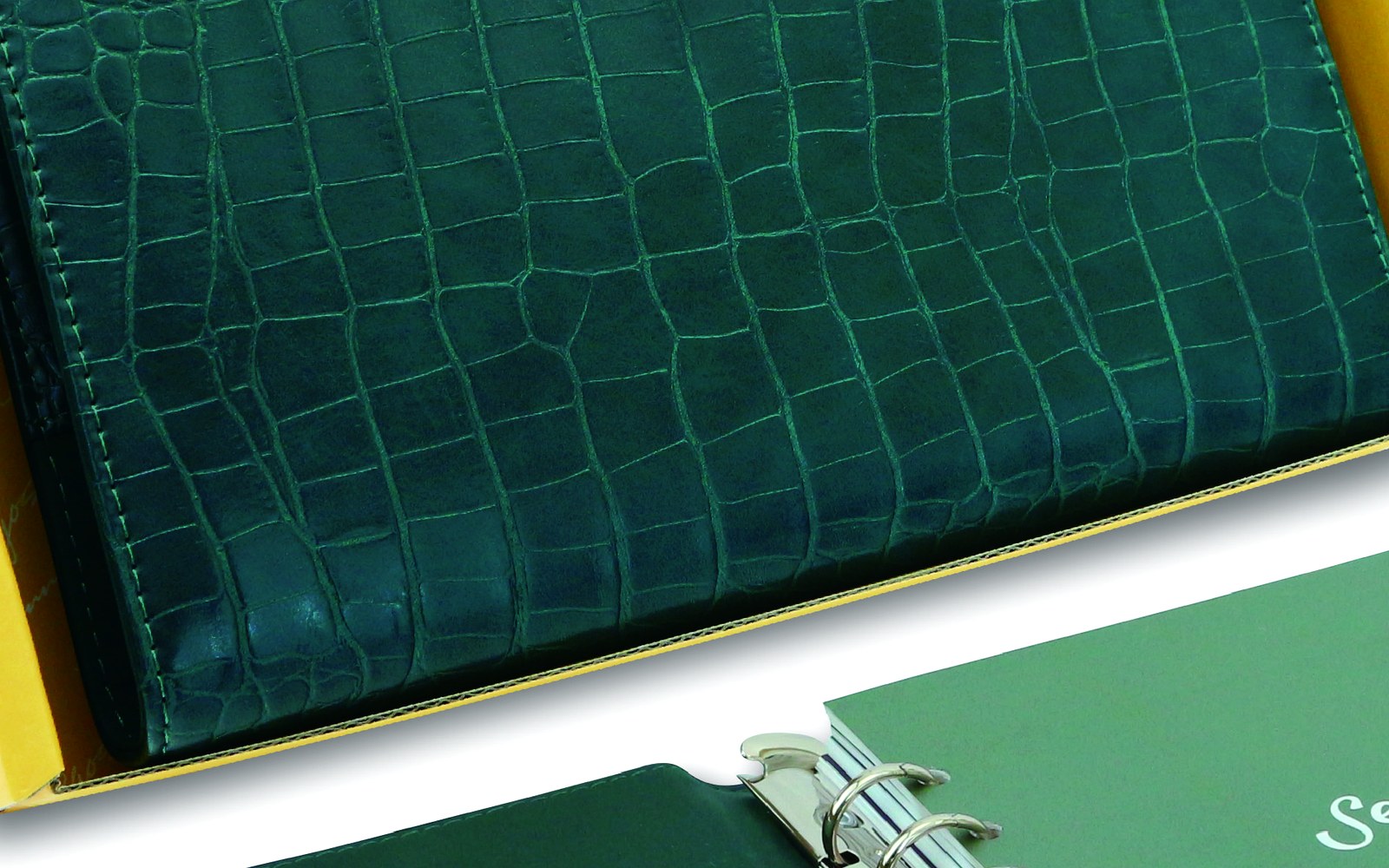 Close-up of the textured finish and clasp of a green EGOSUNNY Croco