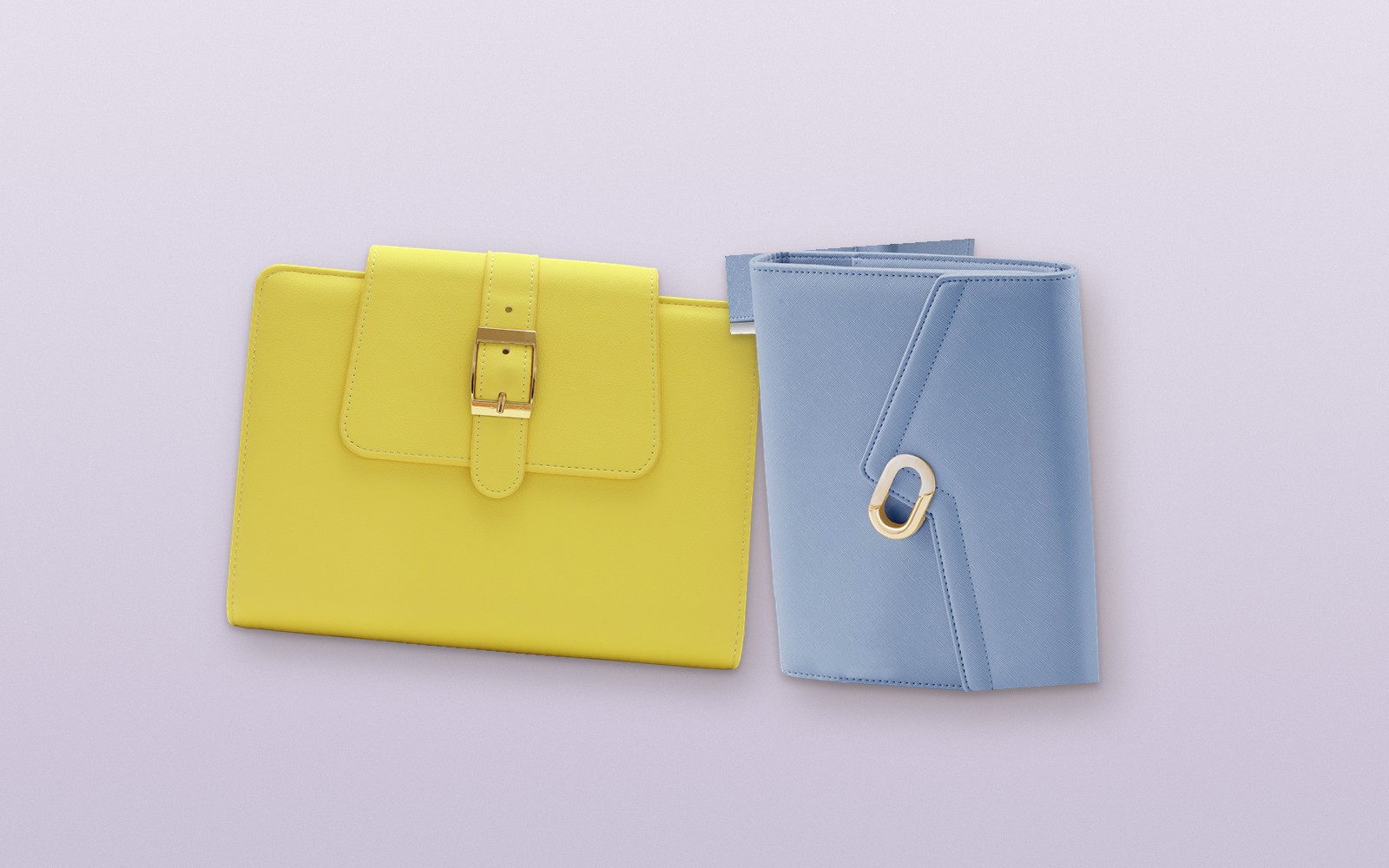 Yellow EGOSUNNY Belt beside a blue EGOSUNNY L’Éclair