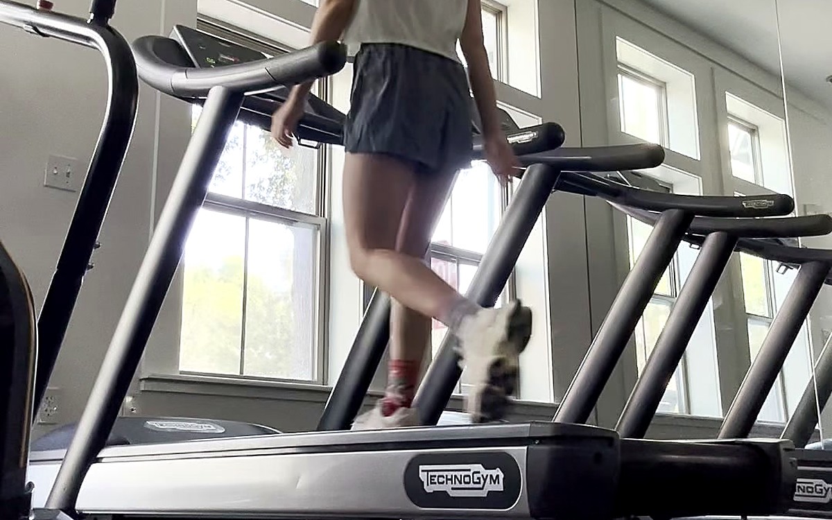 Person walking on a treadmill