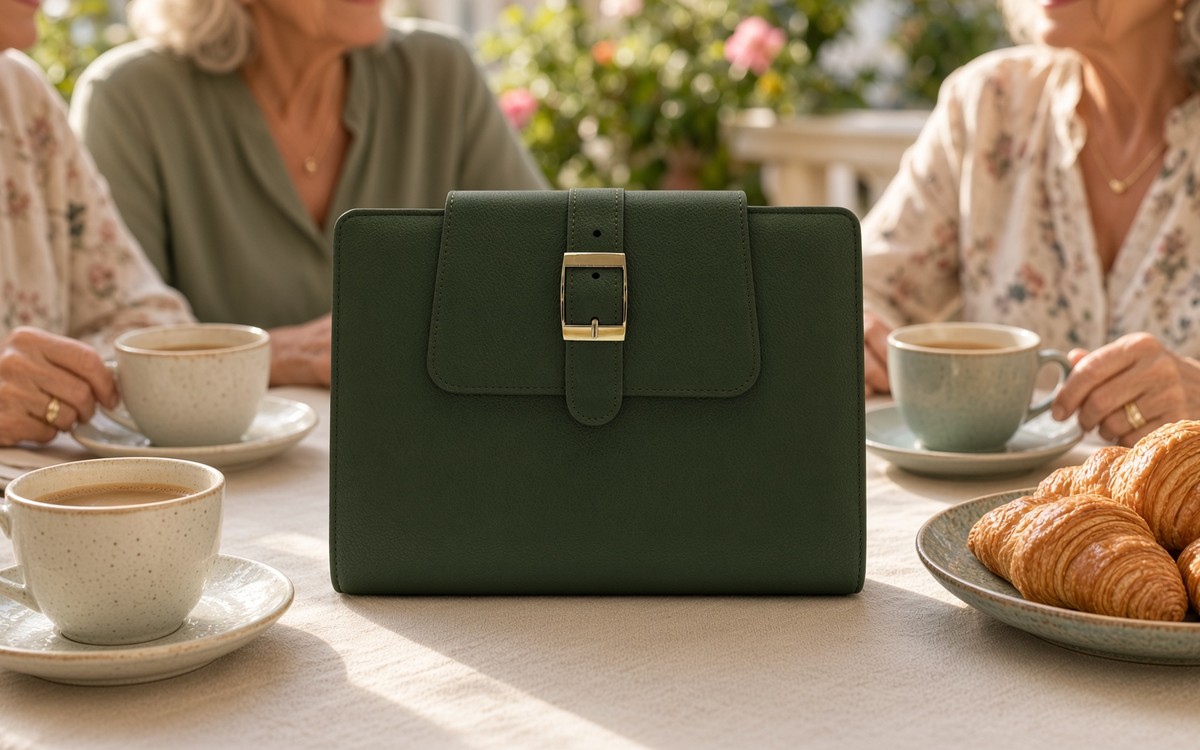 Green EGOSUNNY planner on a breakfast table set for guests