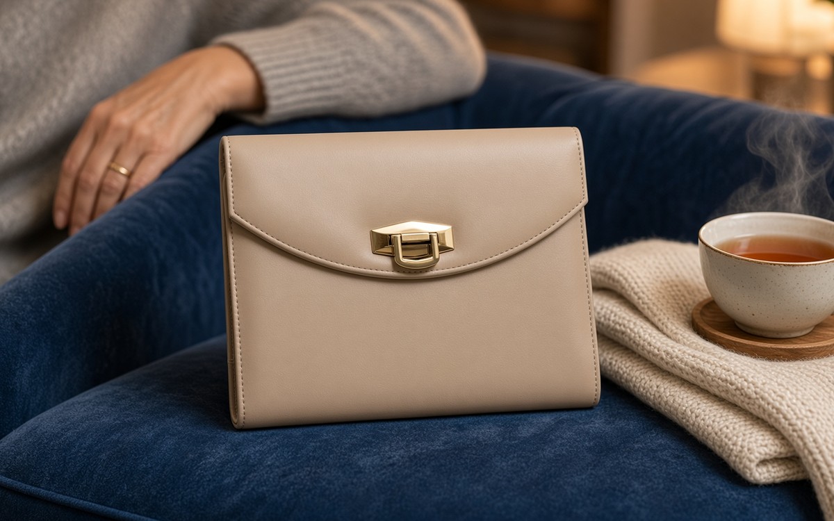 Beige EGOSUNNY planner on a sofa in the evening